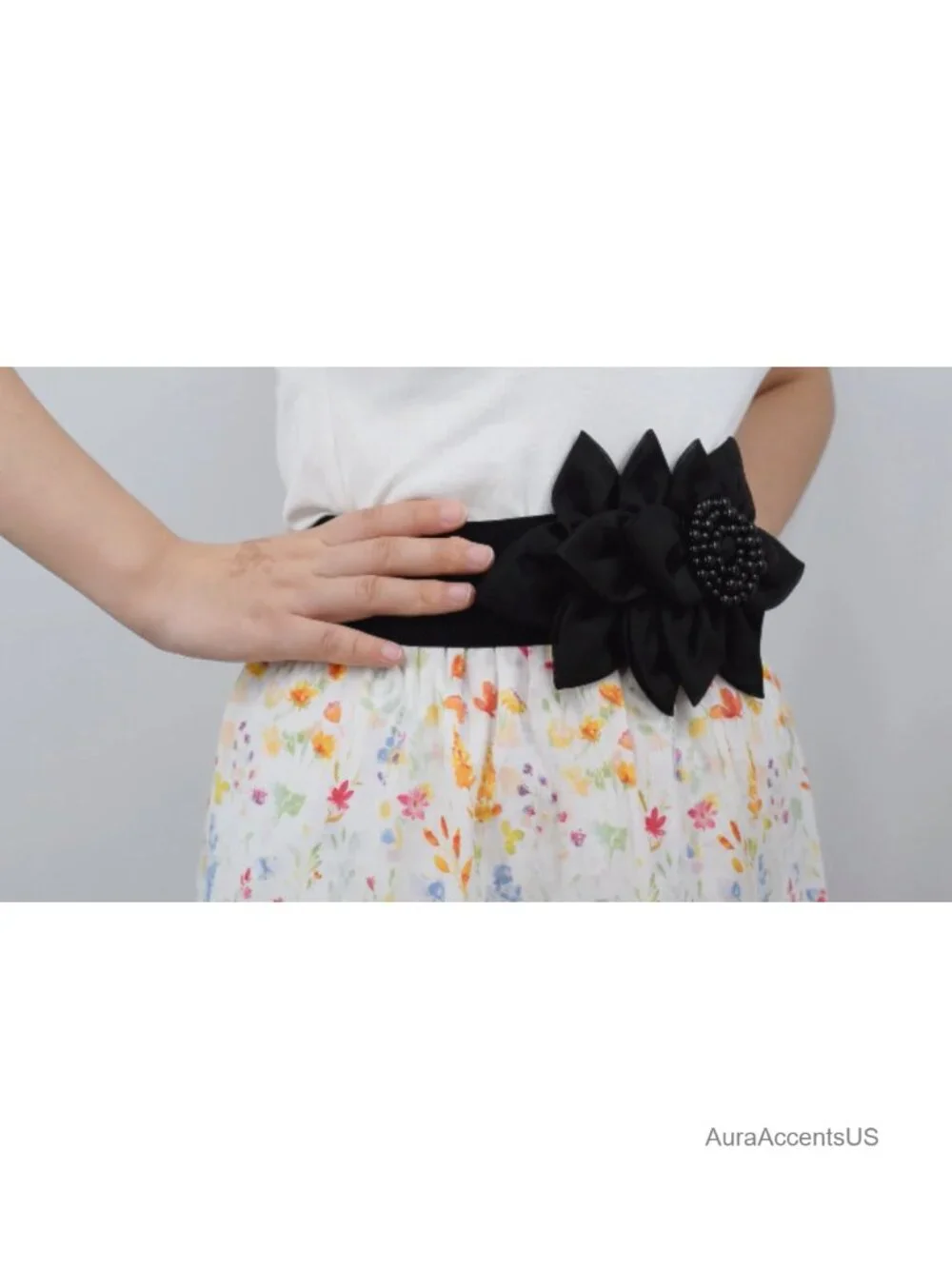 Elastic Big Flower Décor Belt Stretch Adjustable Fashion Waist Belt